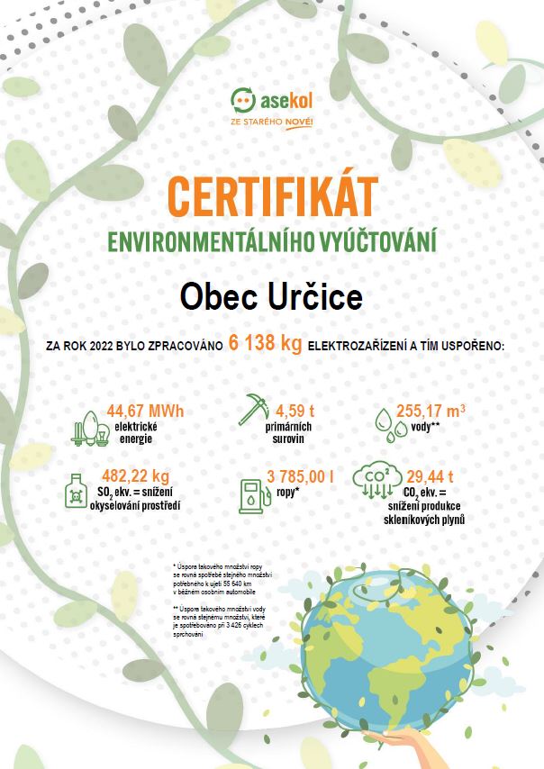 Certifikát Environmentálního vyúčtování